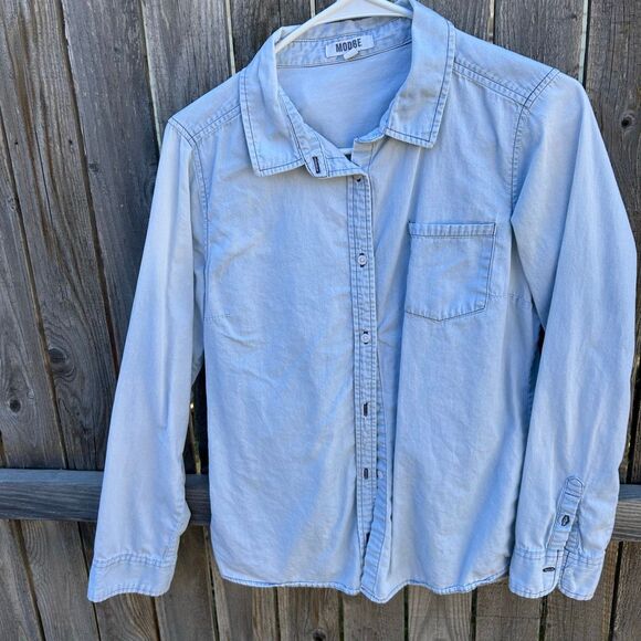 Modbe button up long sleeve denim size medium - Picture 1 of 8